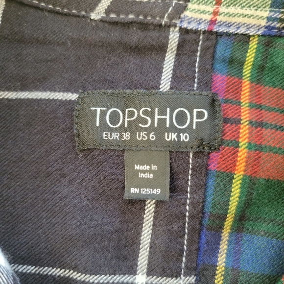 ASOS TOPSHOP Drop Hem Plaid Shirt - Picture 8 of 8